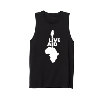 

Womens Live aid music art Fitness Casual Tank Vest Sleeveless Tops Shirts