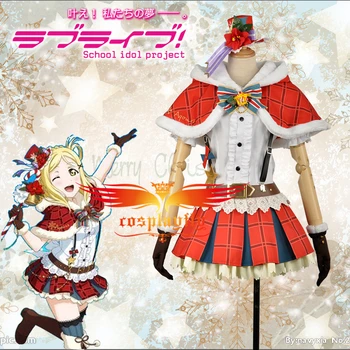 

Anime LoveLive!SunShine!! Cosplay Aqours Mari Ohara Christmas Awakening Skirt Lovely Red Cosplay Costume Stockings Gloves