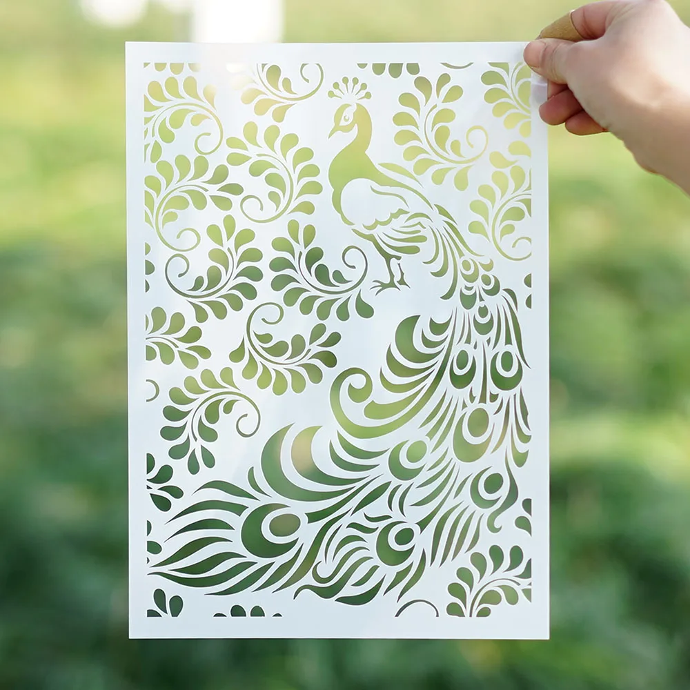 

A4 A3 A2 Peacock Stencil for Scrapbooking Painting album Paper Card Making Craft Decorative Embossing Template
