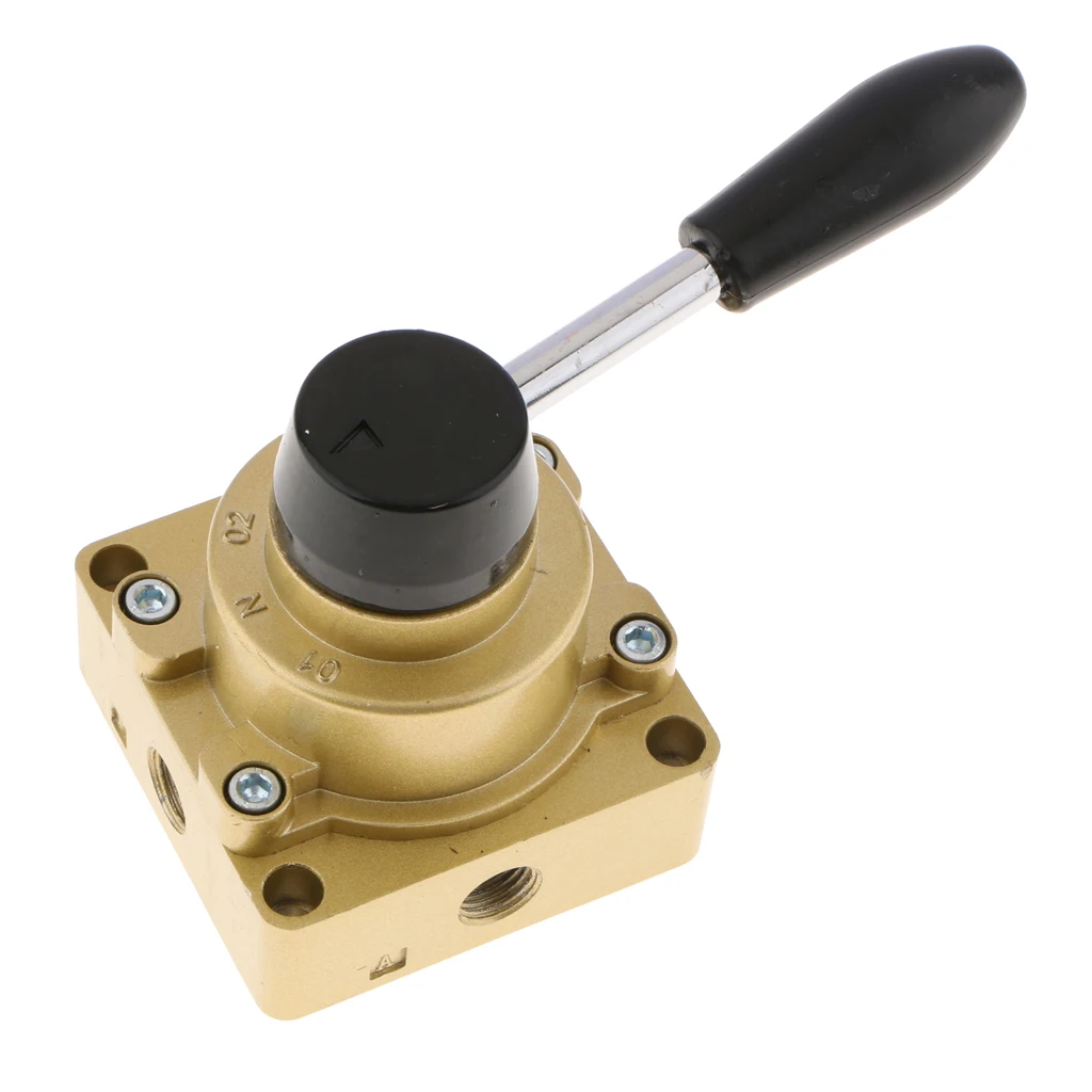 

Pneumatic Rotary Lever Hand Valve HV-02 PT1/4 Air Flow Control 3 Position 4 Way
