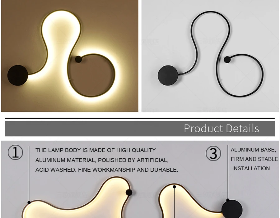 Простые креативные Настенные светильники белого или черного цвета для украшения скандинавского дизайна, прикроватная лампа для гостиной, спальни