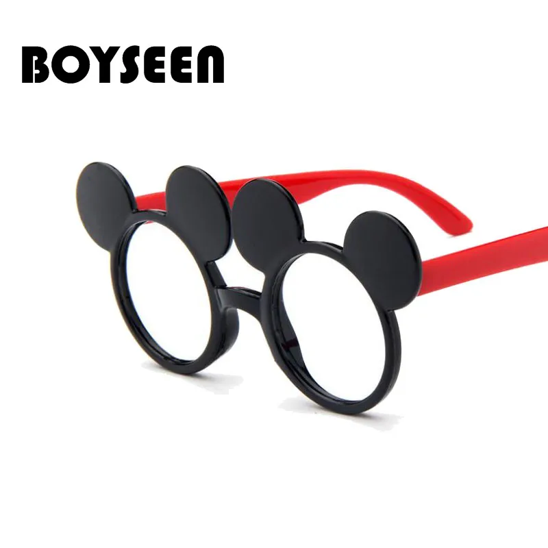 

BOYSEEN 2018 NEW kid lovely Mouse glasses frame Chidren fashion optical glasses Flat mirror 8002