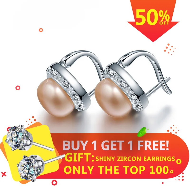 

Dainashi AAAA Top Quality 100% Natural Freshwater Pearl Stud Earrings For Women Fashion Zircon 925 Sterling Silver Pearl Earring