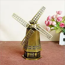 Regalos de diseño retro aleación de bronce netherlangish molinos de viento de Metal artesanía decoración del hogar 14*7*18 CM modelo de construcción tienda adornos
