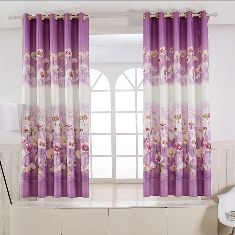 Image Pastoral Rustic style Floral curtains short kitchen Window Decoration Grommets Kids Room Curtains Printed Single panel