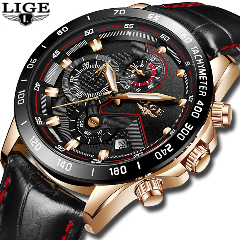 Relojes Hombre 2018 новые LIGE мужские часы Топ люксовый бренд Модные золотые кварцевые