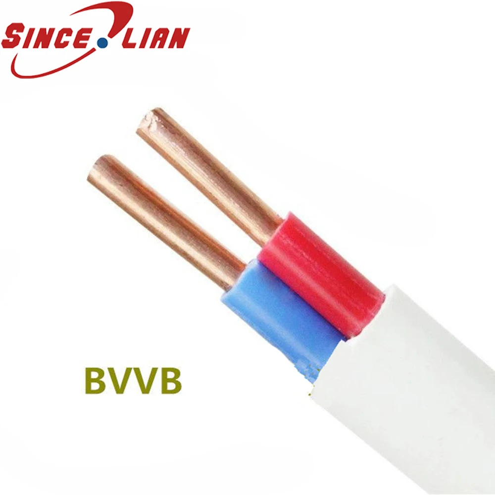 

SINCELIAN Copper Wire BVVB2 Meter Sheath Wire 1.5mm Square2 Core Wire cable Bright Hard Line White jacket parallel lines