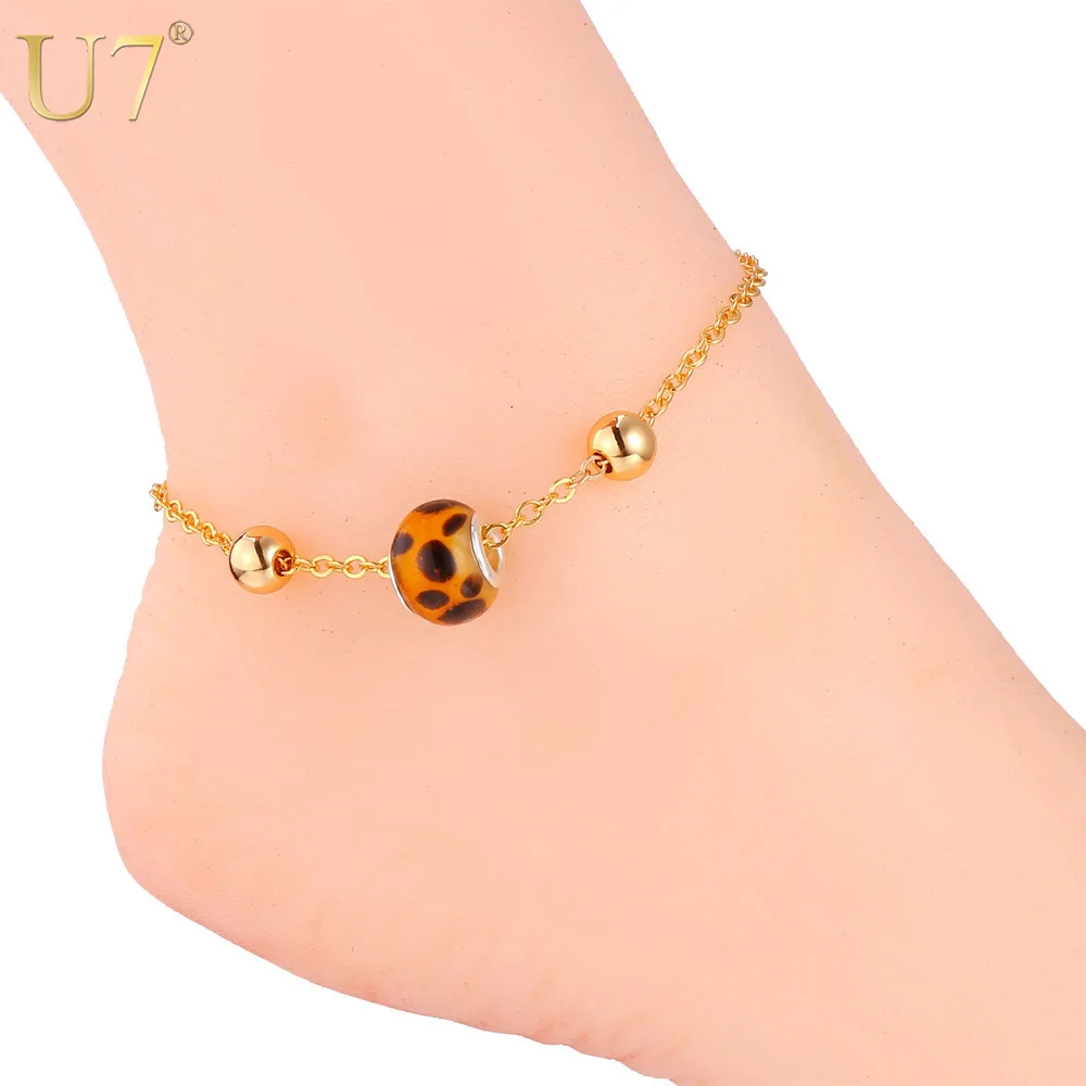 

U7 Foot Jewelry Ankle Bracelets For Women Trendy Gift Gold Color Leopard Print Anklet Leg Bracelet A316