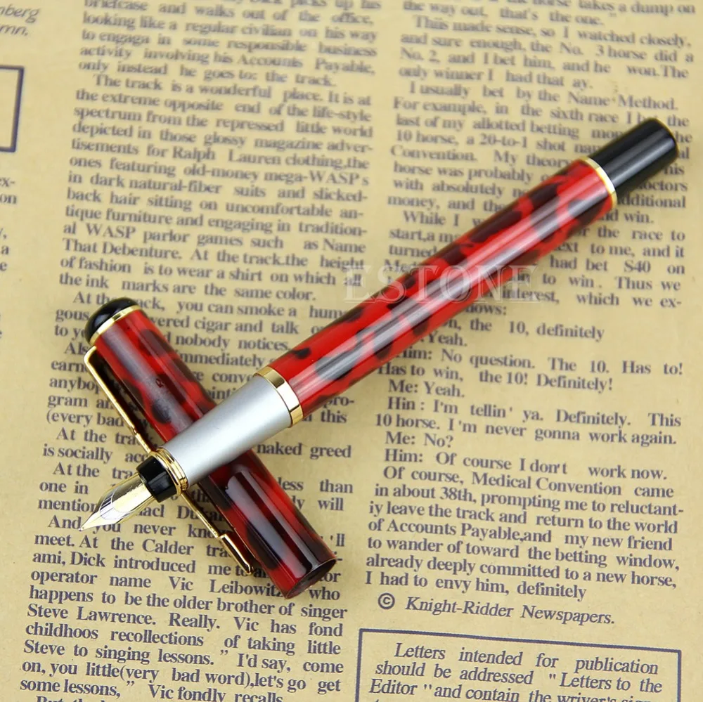 Classic BAOER 801 Leopard Fountain Pen Arrow Clip fine nib Sexy Vivid Red | Канцтовары для офиса и дома