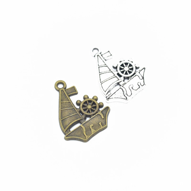 35pcs Boat Sail Charms DIY Jewelry Making Pendant Fit Bracelets Necklaces Earrings Handmade Crafts Silver Bronze Charm