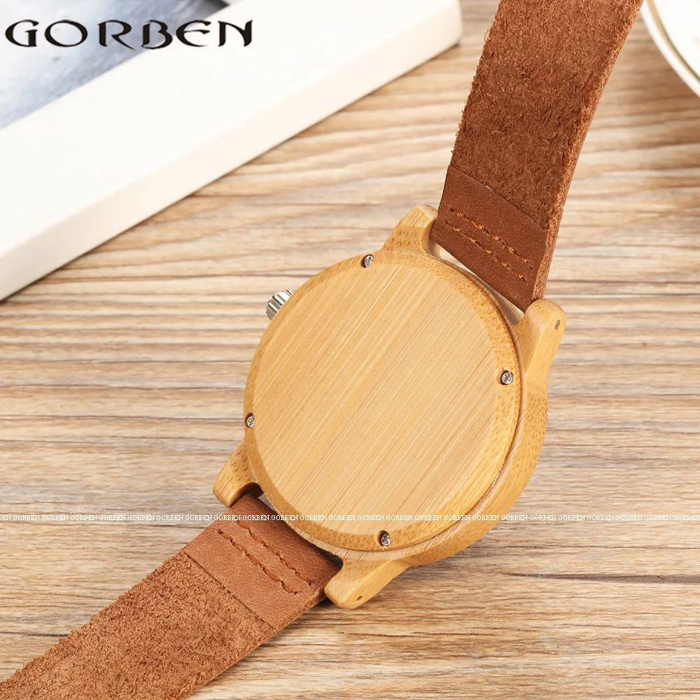 Винтажные уникальные Натуральные Бамбуковые кварцевые часы для мужчин ретро