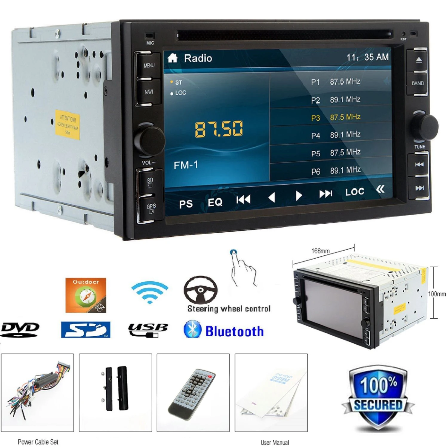 6.2 ''двойной 2din стерео dvd плеер заднего вида usb sd bluetooth fm Радио AUX USB SD Авто