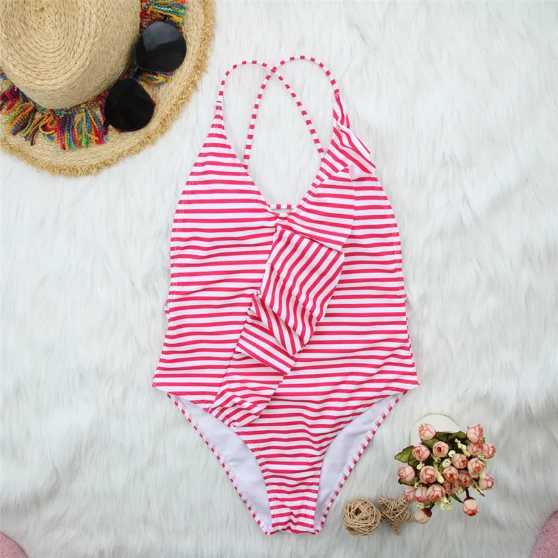 Striped Sexy Women Underwear Set One Piece Women Ruffles Sport Bathing Sport Bra Set Summer Clothes Tankini Set Sujetador 35DE24 (1)