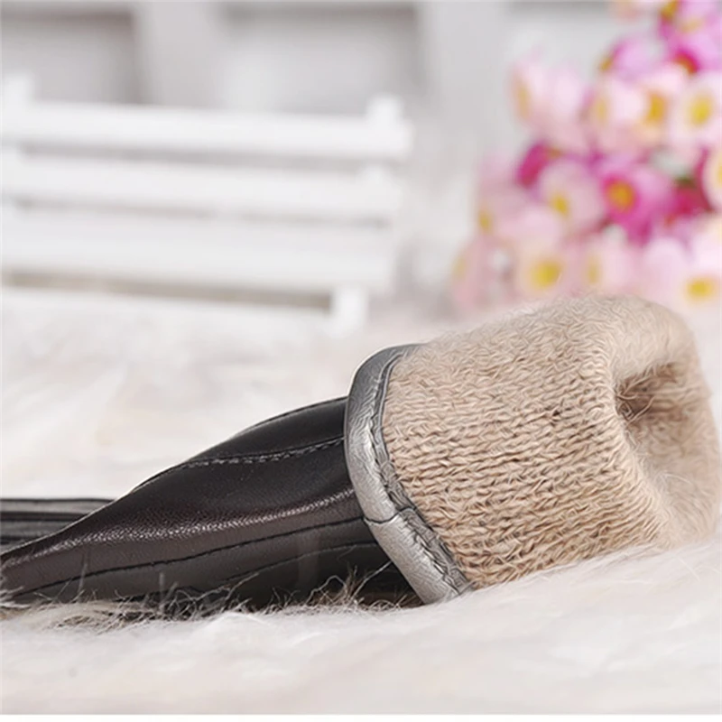 Top Quality Women Gloves Wrist Short Genuine Leather Glove Female Winter Thermal Sheepskin For Driving Free Shipping EL031NR