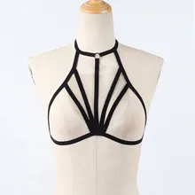 Летний топ пикантные Для женщин Девушка выдалбливают эластичная клетка бюстгальтер Бандажное бикини из трикотажных полосок бюстгальтер Прямая 3j21