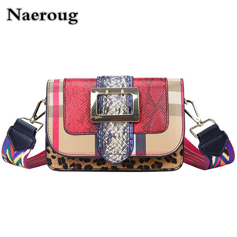 Fashion Luxury Leopard Stripe Women Shoulder Bags Ladies Colorful Wide Straps Crossbody Bags ...