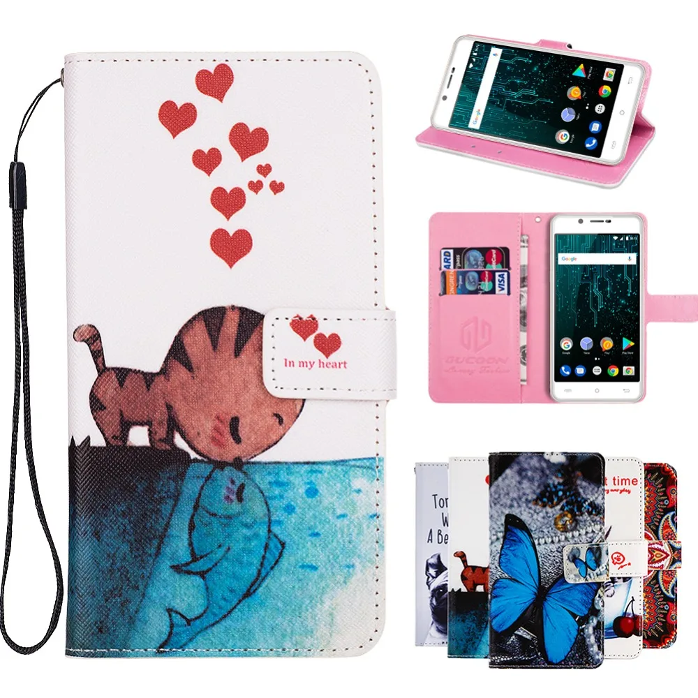 

GUCOON Cartoon Wallet Case for BQ BQ-5007L Iron 5.0inch Fashion PU Leather Lovely Cool Cover Cellphone Bag Shield