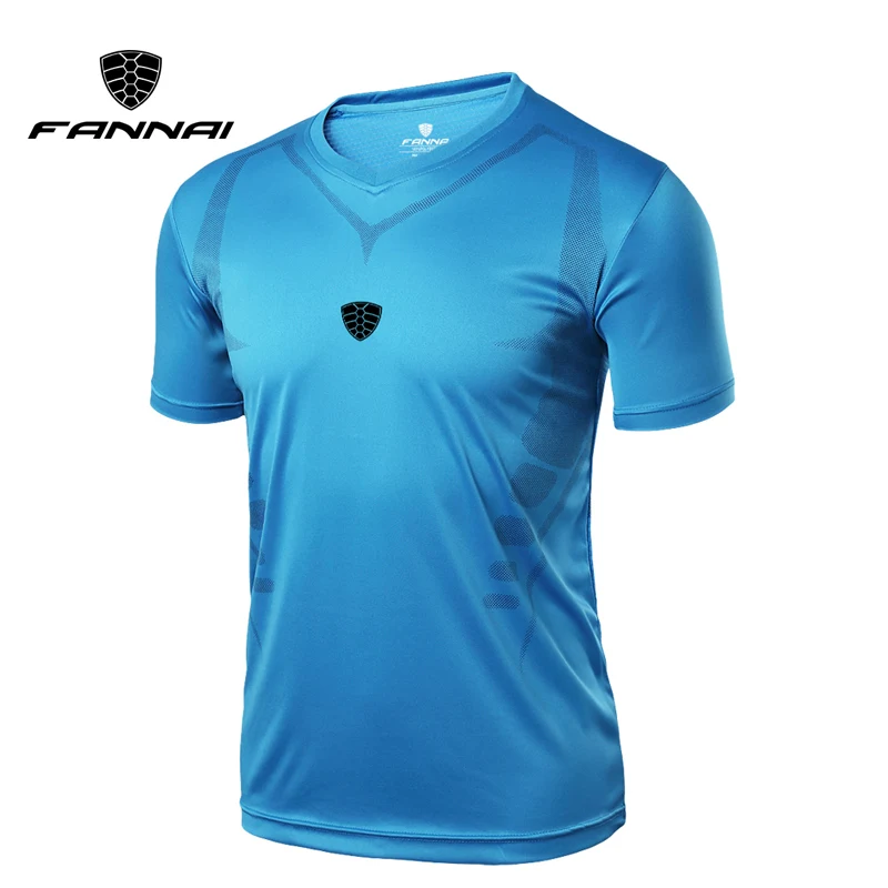  FANNAI t shirt men Sport Tops Tees Running Shirts Fitness O-Neck T-shirt Men's Breathable Custom sports printed short sleeve 