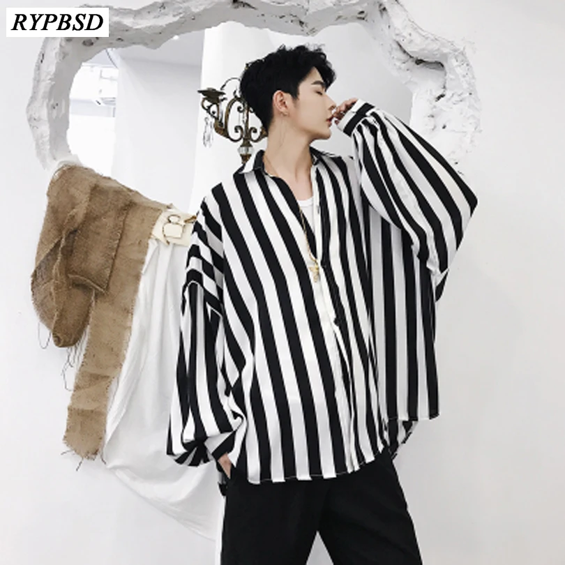 Long Sleeve Shirt Men Black White 