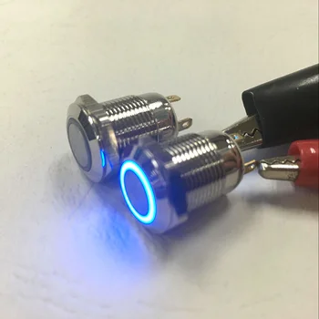 

Whole 10 pcs a lot Mounting hole size 12MM Stainless Steel Metal Push Button Switch Resettable ON/ON Flat Head Ring lluminated