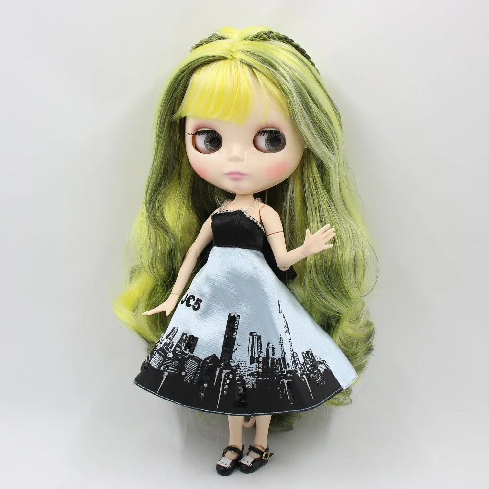 

factory blyth doll white skin joint body green mix yellow hair BL9016/3208/3208/340 1/6 30cm bjd