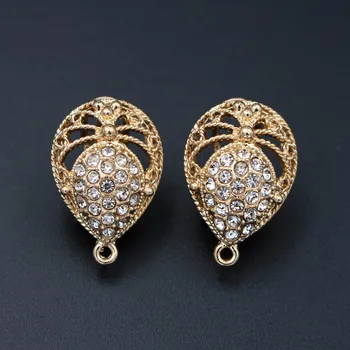 

Metal Clip Earring Post with Connectors Loop Drop Paved CZ DIY Findings Africa African Women Wedding Dangle Earrings Making