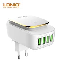 LDNIO A4405 EU/US/UK штекер четыре USB Домашний настенный телефон зарядное устройство с тип-c Микро зарядный кабель для lenovo p2/Mi pad