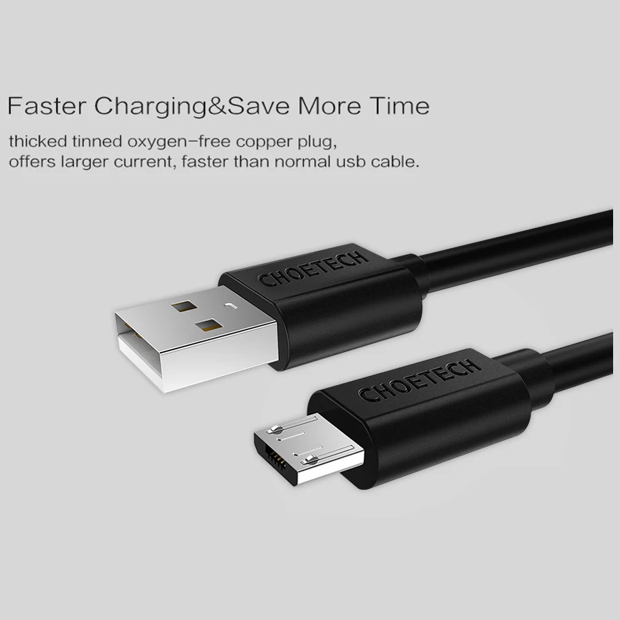 CHOETECH 10 قطعة/الوحدة المصغّر USB كابل 5 V 2.4A 3.3ft/1 m USB 2.0 سريع بيانات كابل الشاحن لسامسونج غالاكسي s7 الهاتف المحمول كابل