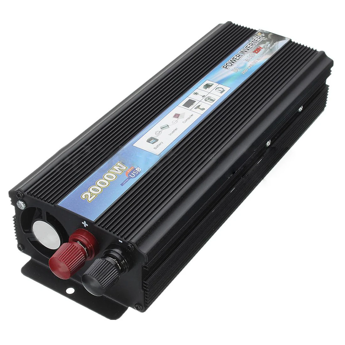 

2000W Car Vehicle USB DC 12V to AC 220V Power Inverter Adapter Converter Black