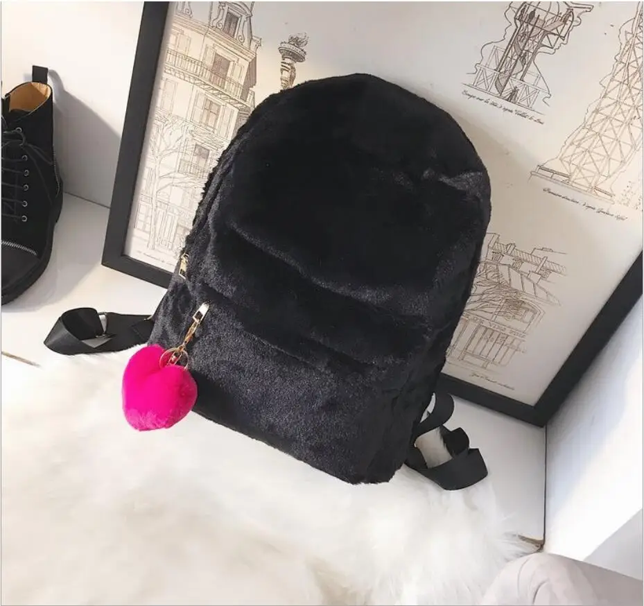 

Japanese winter sweet girl Plush shoulder bag soft girl cute pendant backpack female bag