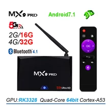 New MX9 Pro Smart TV Box Android 7.1 RK3328 Quad Core 4GB 32GB WiFi Bluetooth 4.1 4K H.265 USB 3.0 VP9 HDR Media Player PK X92