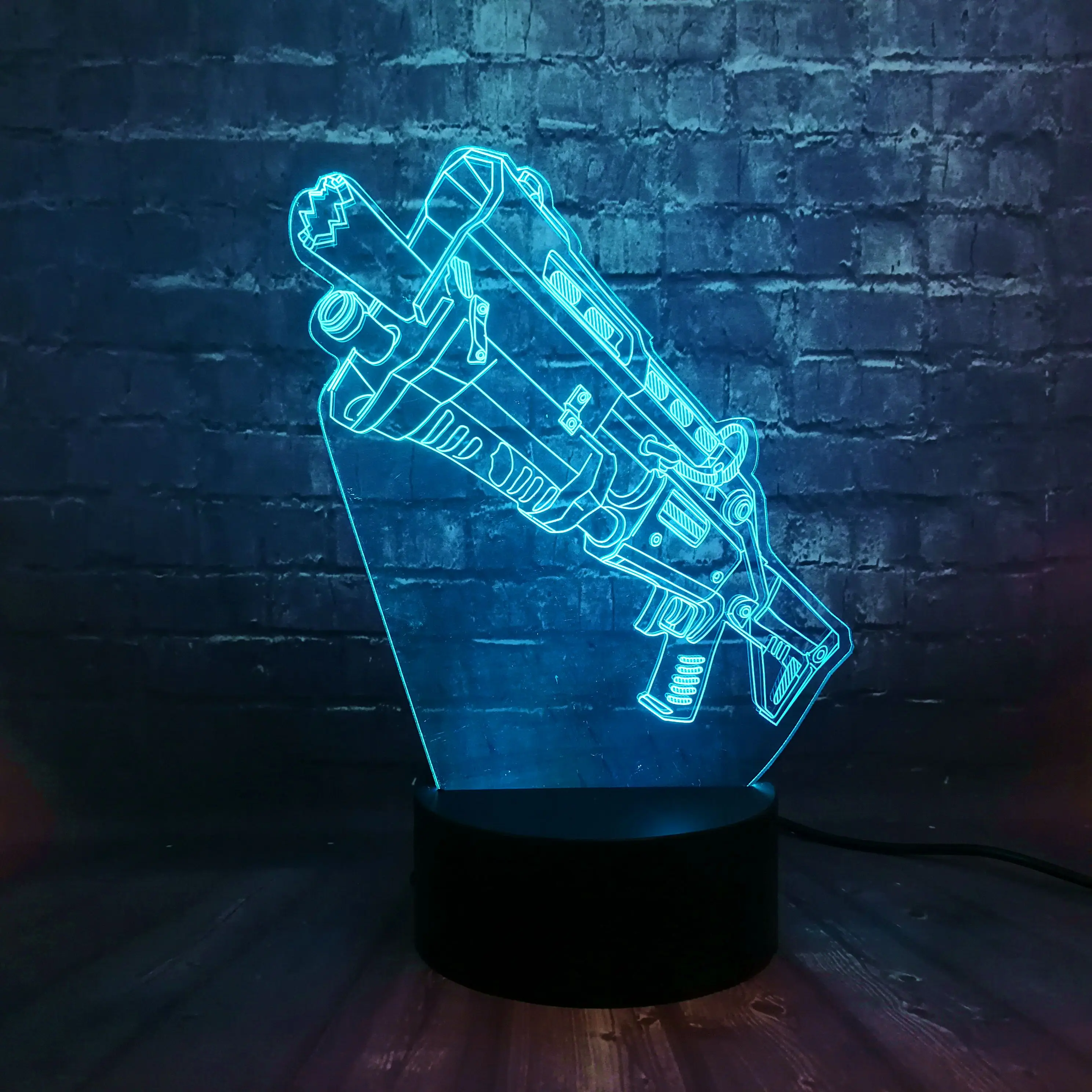 

New Acrylic Illusion 3D 7 Color USB Charge RGB Game of Battle Prop gun LED Bedside Night Mood Light Children's Day Fun Gift Toy