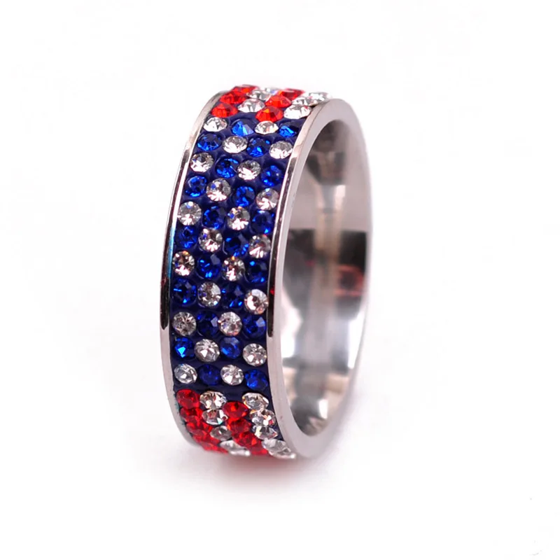 Новый Полный Горный Хрусталь Замороженный Вне Флаг Кольца Bling Bling Кольца Ювелирные Изделия Американский США Флаг ВЕЛИКОБРИТАНИИ RIings Хип-Хоп...