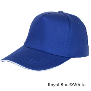 Новая мода логотип хлопок бейсбол кепки Snapback простой одноцветные бейсболки для мужчин Gorras Мужская кепка 10 шт./лот - Цвет: royal blue and white