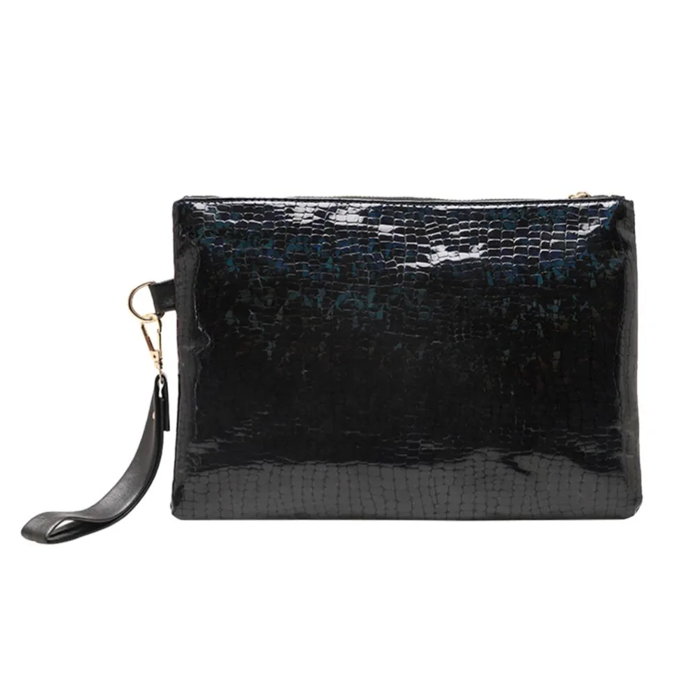 New Fashion Women Shining Clutch Bag PU Leather Women Envelope Laser