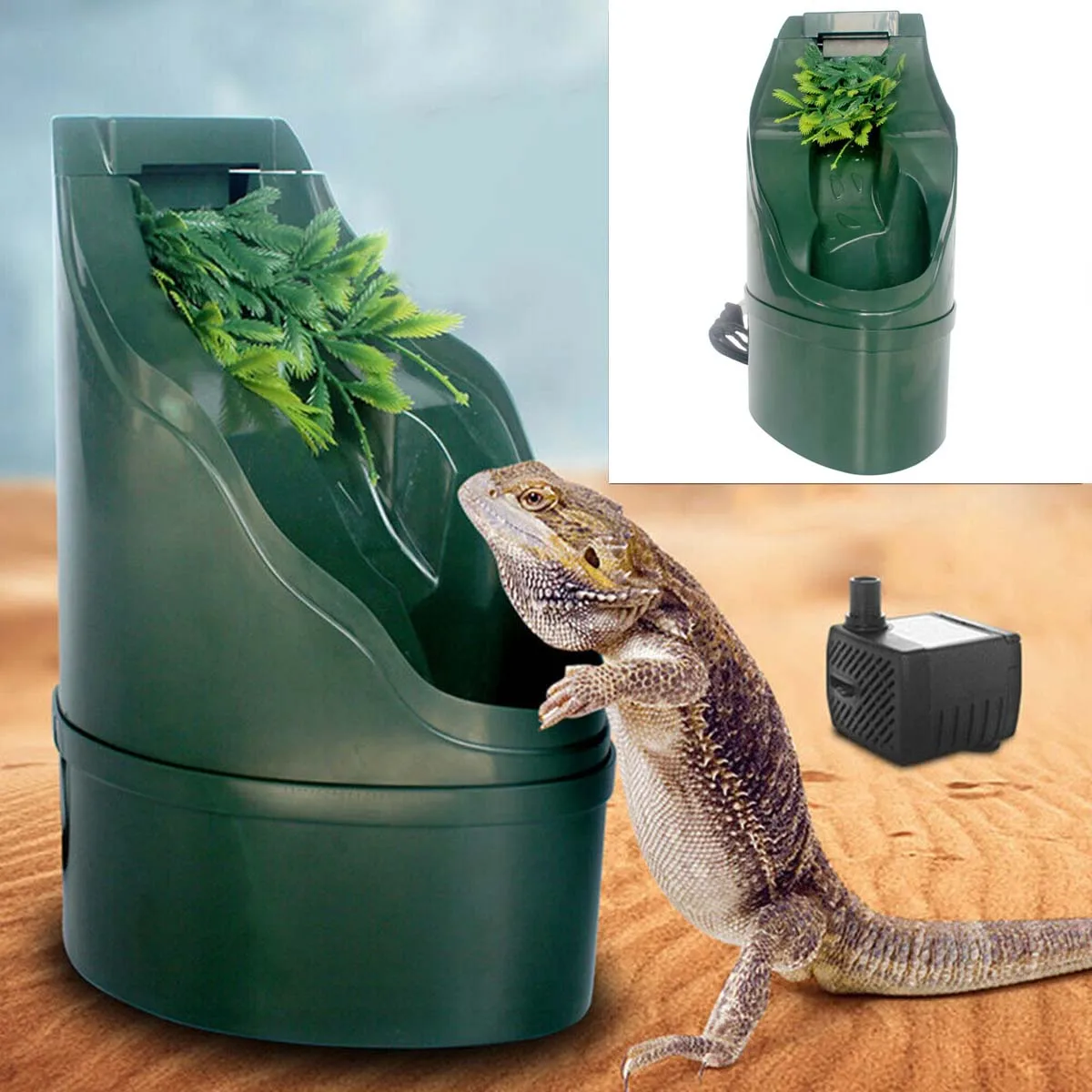 

180*125mm ABS Automatic Reptile Water Drinking Filter Feeding Drinkers Tools Drinking Water Fountain Lizard Chameleon Amphibian