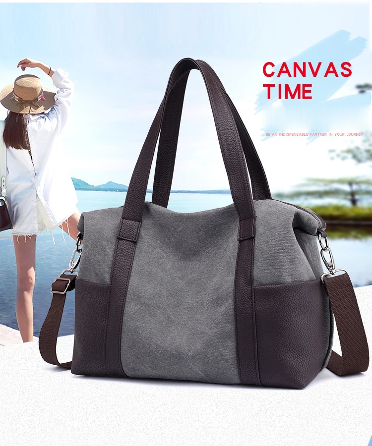 NIYOBO холщовые кожаные женские дорожные сумки, сумки для переноски багажа, сумки-тоут, Лоскутная сумка через плечо на выходные