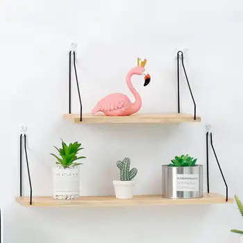 

Home Room Wall Hanging Single Board Pots Figurines Storage Rack Shelf Holder Useful