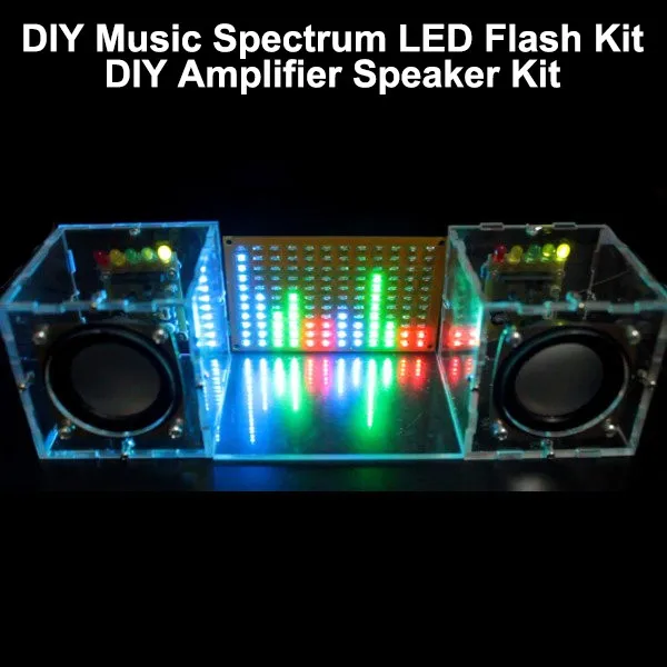 With-Housing-DIY-Music-Spectrum-LED-Flash-Kit-DIY-Amplifier-Speaker-Kit-Acrylic-case-Free-Shipping