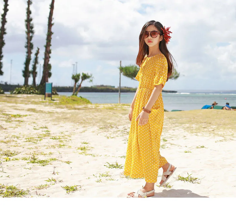Teenagers Dresses For Girls Brand Baby Kids Girls Ankle Dress 2019 New Yellow Cotton Summer Holiday Beach Children Cute Clothing 2 3 4 5 6 7 8 9 10 11 12 13 14 15 16 years little teen girl dresses kids long kids maxi dresses for girls (9).jpg