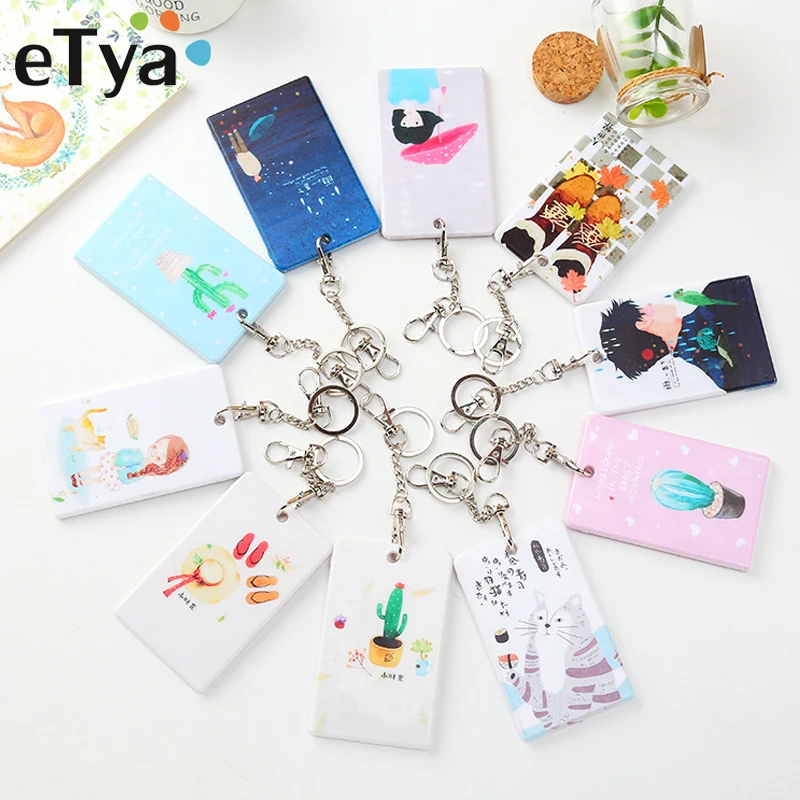 

eTya Cartoon Travel Business Card Holder Wallet New Fashion Cute Plastic Card Sets Key Holder Case Student Bus Card Cover Bags