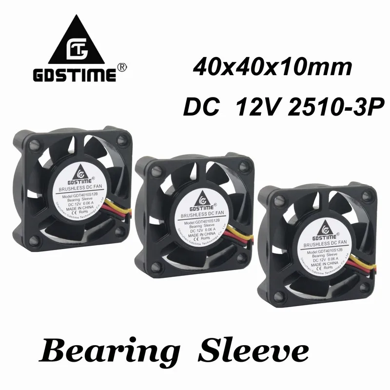 

Gdstime, 10 шт., 40x40x10 мм, 12 В, 3 контакта, 4 см, небольшой кулер постоянного тока, бесколлекторный охлаждающий вентилятор 40 мм x 10 мм 4010