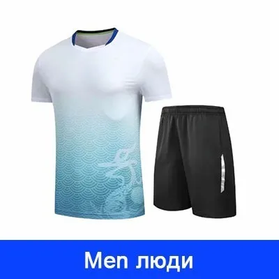 С изображением теннисного ткань дышащая быстросохнущая Футболки wicking Костюмы футболка унисекс для настольного тенниса, комплект одежды рубашка+ шорты L2050YPC - Color: MEN WHITE SET
