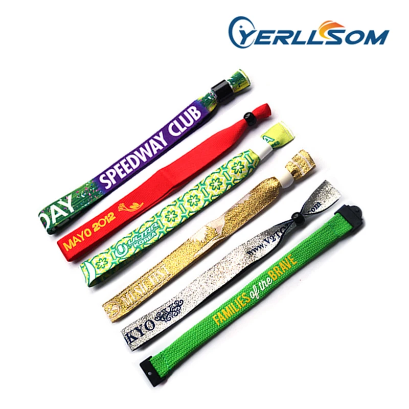 

YERLLSOM 400PCS/Lot High Quality Customized Cloth Fabric Wristbands With Woven Logo For Events F041502