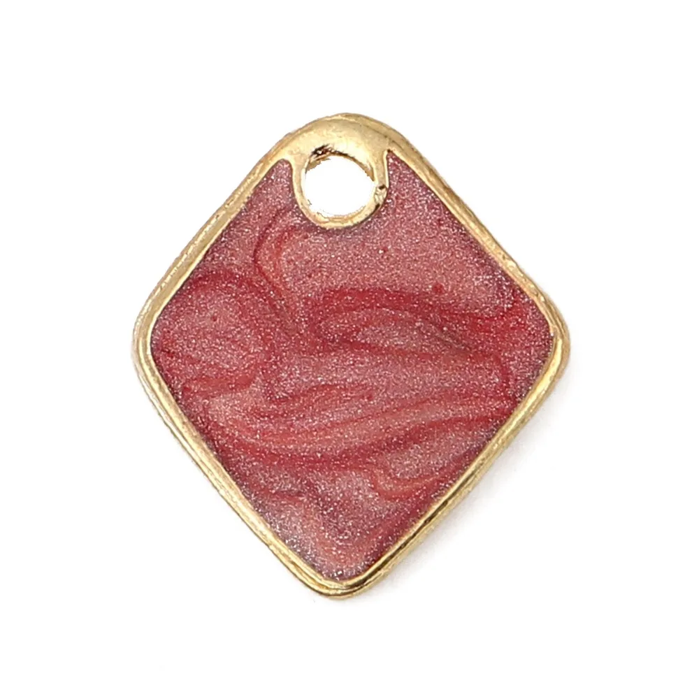 DoreenBeads модные подвески из сплава эмали ромб Золото цветной глиттер для самодельных ювелирных изделий Подвески 17 мм x 16 мм, 5 шт