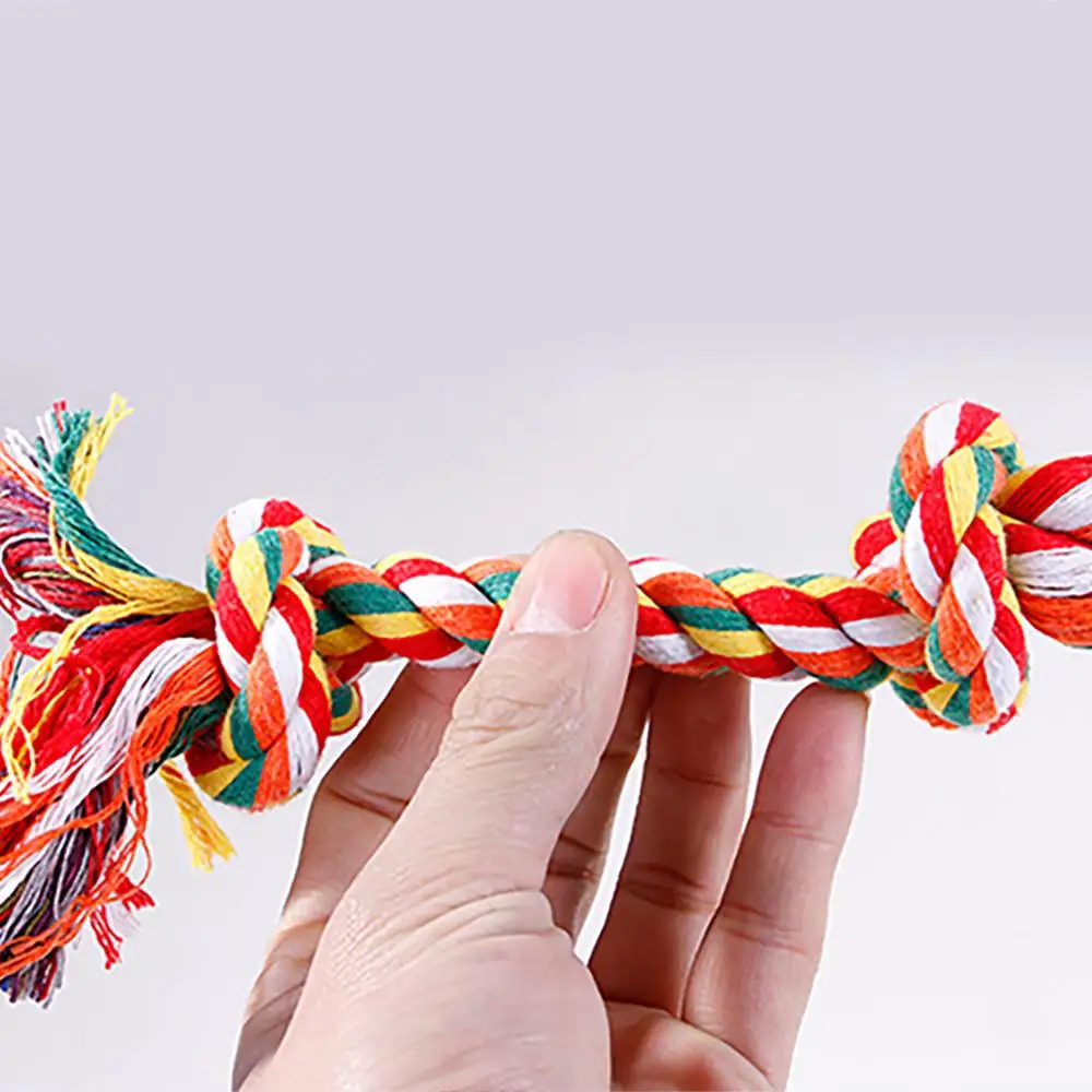 Pet Dog Toy Double Knot Cotton Rope Braided Bone Shape Puppy Teeth Cleaning Chew Toy For Dog Training 4 Size Free Shipping 1pc