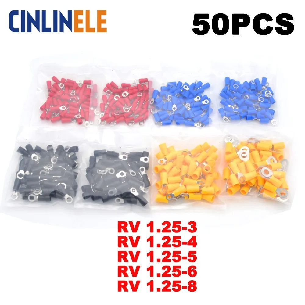 

50 Pieces Ring Crimp Insulation Terminal RV1.25-3 RV1.25-4 RV1.25-5 RV1.25-6 RV1.25-8 Wire Cable Connector RV