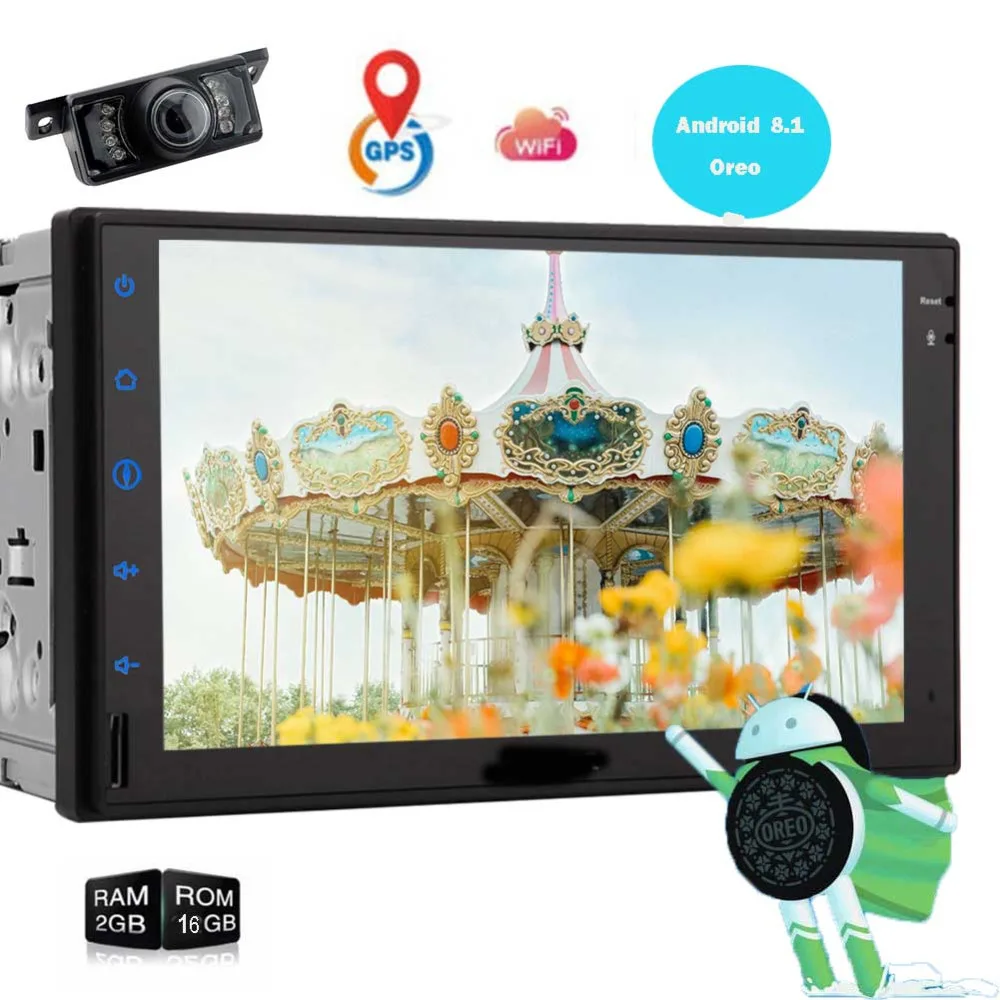 

Head Unit Android 8.1 Double 2 Din Car Stereo Head Unit Sat Nav Bluetooth Support GPS WIFI DAB+ AUX Android Auto USB SD Fastboot