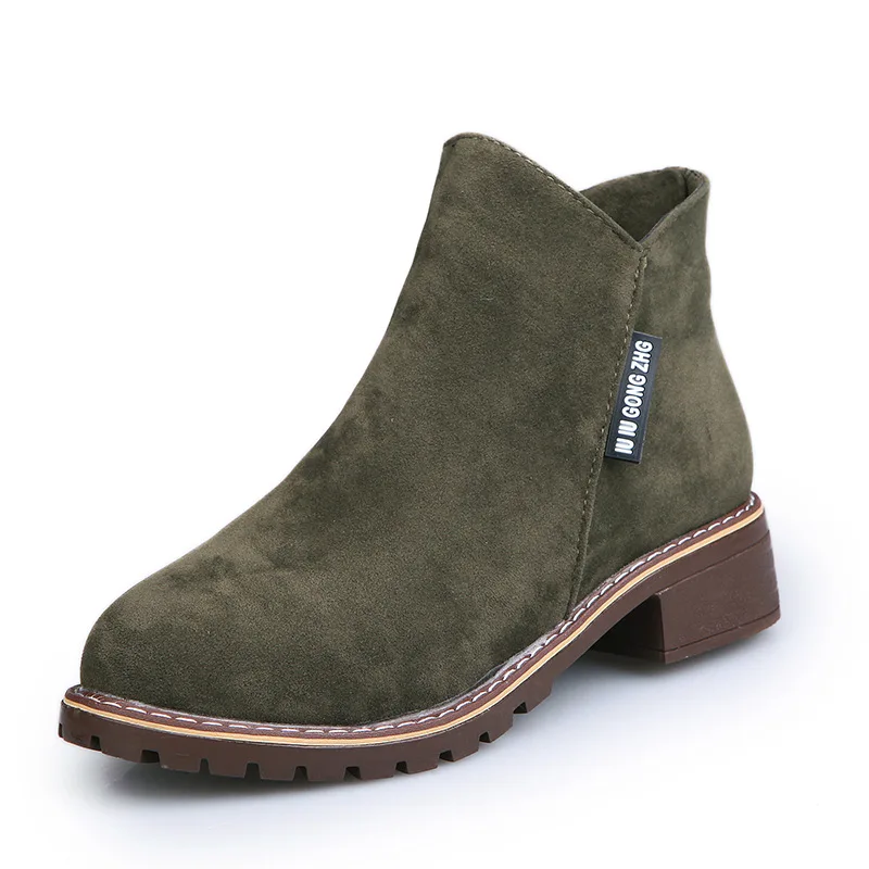 

2018 Women martin boots suede autumn winter warm plush fur shoes woman feminina female motorcycle ankle boots women botas mujer