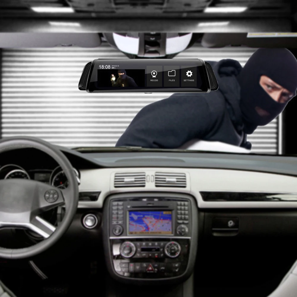 

10 Inches 170 Degree HD Video Recorder IPS Camera Rear View Mirror Auto Dash Cam Wide Angle Safe Screen Dual Lens Front